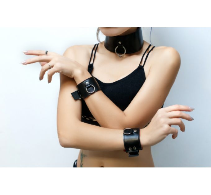 BDSM Collar and Handcuffs Set gay cuffs bats fetish bondage Slave Adult toys