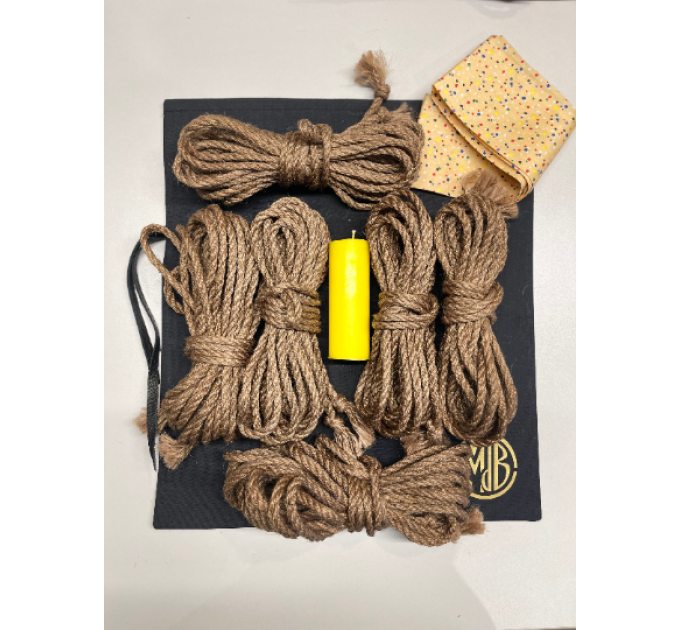 BDSM Shibari rope Kit, bondage rope set jute , 6pcs 26.25ft 0.24in Bdsm candle blindfold fabric case